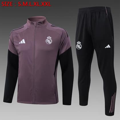 Chándal Real Madrid 26/27 gris morado · cremallera entera