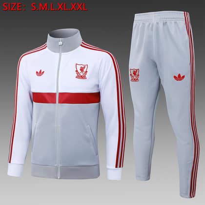 Chándal Liverpool 26/27 gris y blanco · cremallera entera